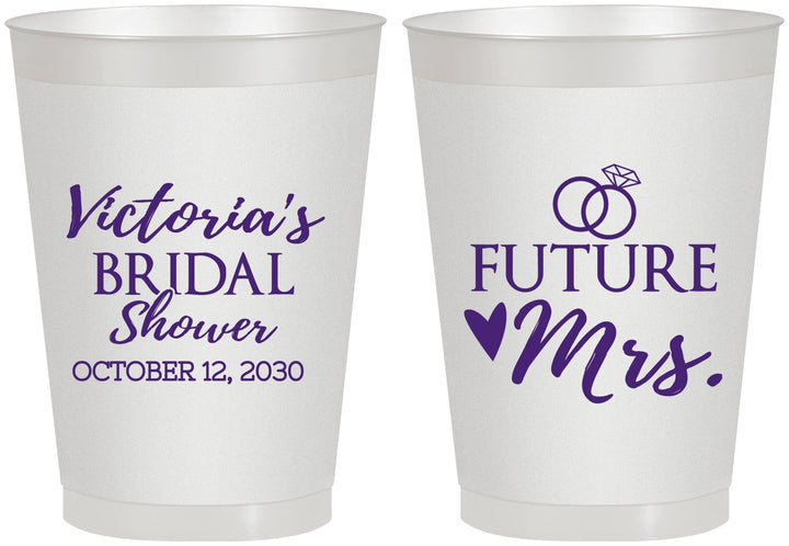 Personalized Bridal Shower 8 oz Frosted Cups - Future Mrs | 100012
