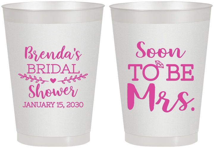 Personalized Bridal Shower 8 oz Frosted Cups - Soon To Be Mrs | 100013