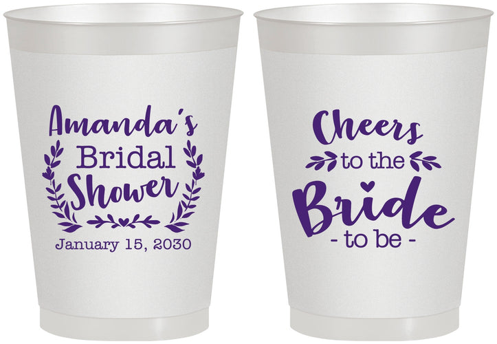 Personalized Bridal Shower 8 oz Frosted Cups - Cheers To The Bride | 100014