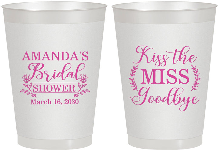 Personalized Bridal Shower 8 oz Frosted Cups - Kiss The Miss Goodbye | 100017