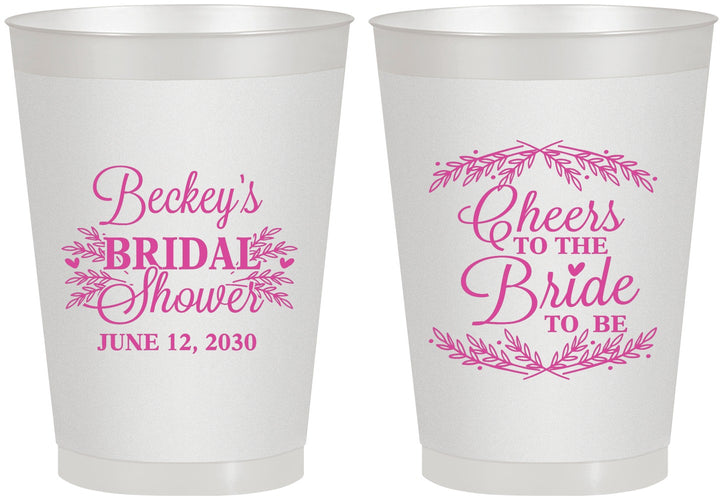 Personalized Bridal Shower 8 oz Frosted Cups - Cheers To The Bride | 100019