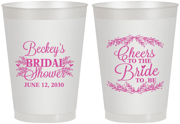 Personalized Bridal Shower 8 oz Frosted Cups - Cheers To The Bride | 100019