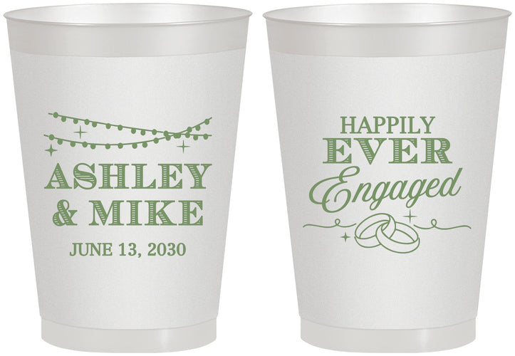 Personalized Engagement 8 oz Frosted Cups - Happily Ever Engaged | 10006