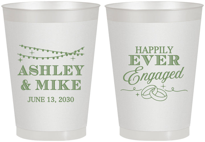 Personalized Engagement 8 oz Frosted Cups - Happily Ever Engaged | 10006