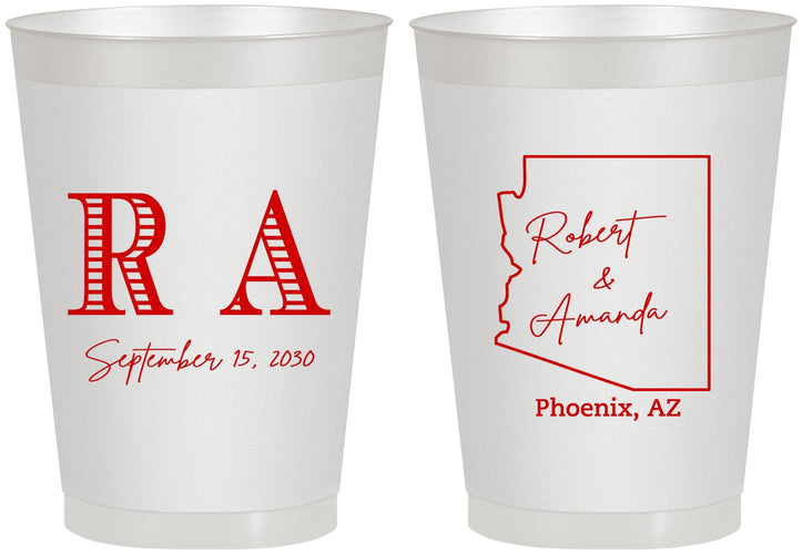 Personalized Wedding 8 oz Frosted Cups - Arizona | 102
