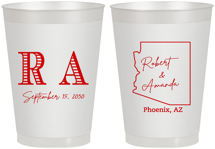 Personalized Wedding 8 oz Frosted Cups - Arizona | 102