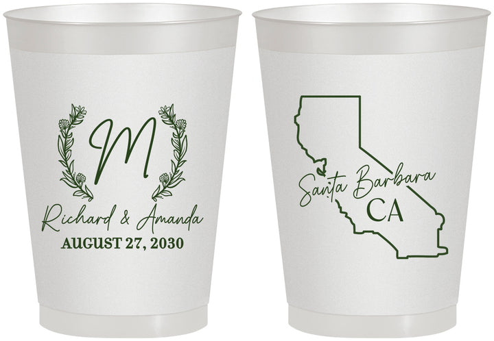 Personalized Wedding 8 oz Frosted Cups - California | 104