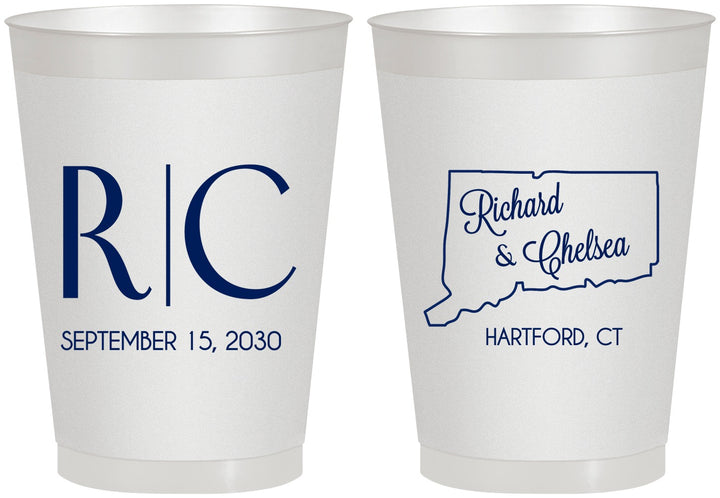 Personalized Wedding 8 oz Frosted Cups - Connecticut | 106