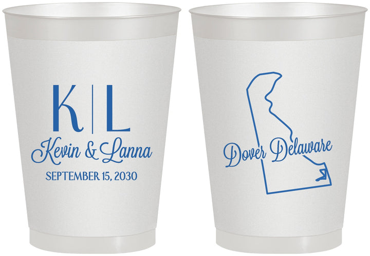 Personalized Wedding 8 oz Frosted Cups - Delaware | 107