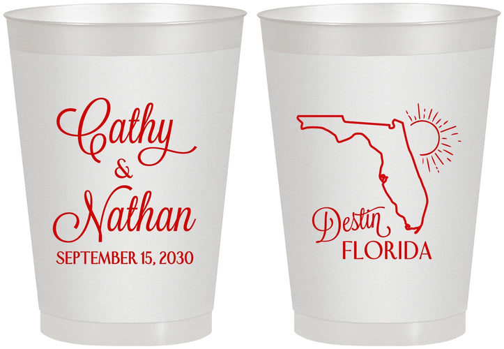 Personalized Wedding 8 oz Frosted Cups - Florida | 108