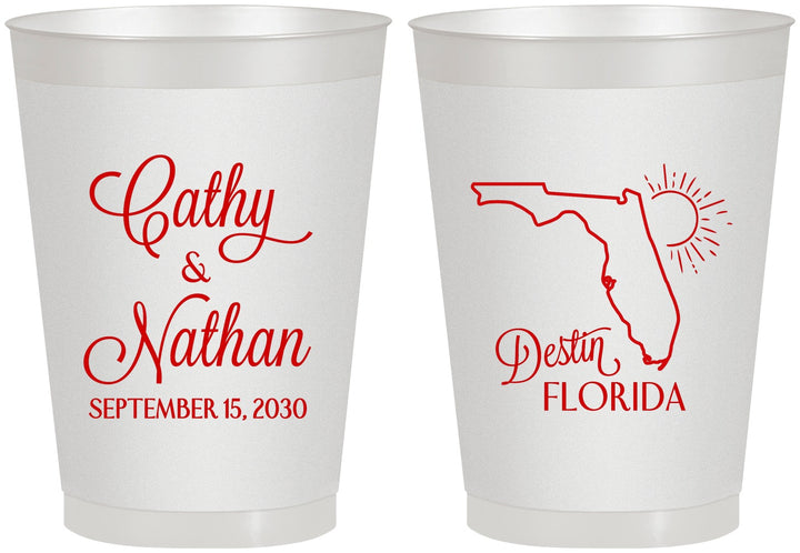 Personalized Wedding 8 oz Frosted Cups - Florida | 108