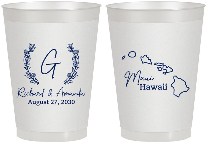 Personalized Wedding 8 oz Frosted Cups - Hawaii | 110