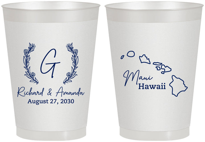 Personalized Wedding 8 oz Frosted Cups - Hawaii | 110
