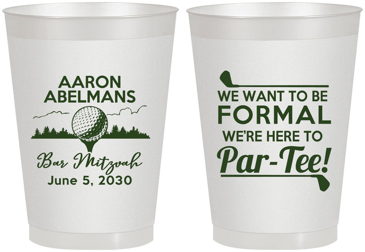 Personalized Bar Mitzvah 8 oz Frosted Cups - 13th Birthday Golf | 110010