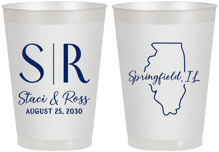 Personalized Wedding 8 oz Frosted Cups - Illinois | 112