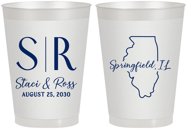 Personalized Wedding 8 oz Frosted Cups - Illinois | 112
