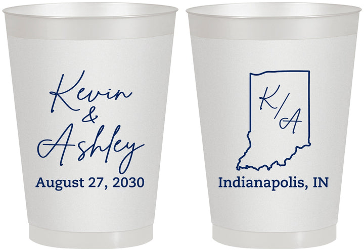 Personalized Wedding 8 oz Frosted Cups - Indiana | 113