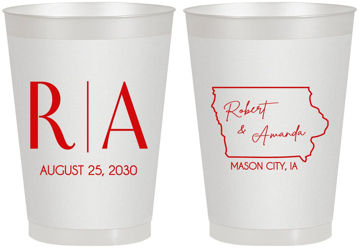 Personalized Wedding 8 oz Frosted Cups - Iowa | 114
