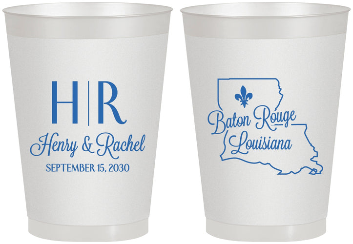 Personalized Wedding 8 oz Frosted Cups - Louisiana | 117
