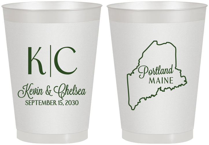 Personalized Wedding 8 oz Frosted Cups - Maine | 118