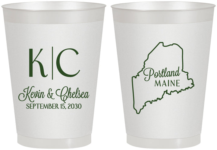 Personalized Wedding 8 oz Frosted Cups - Maine | 118