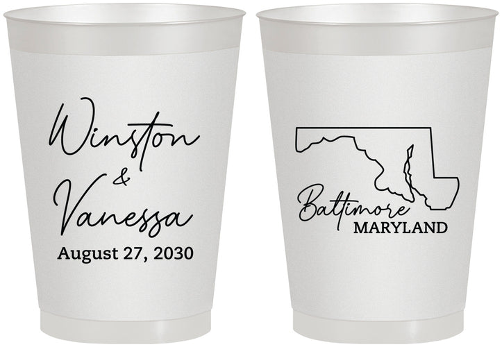 Personalized Wedding 8 oz Frosted Cups - Maryland | 119