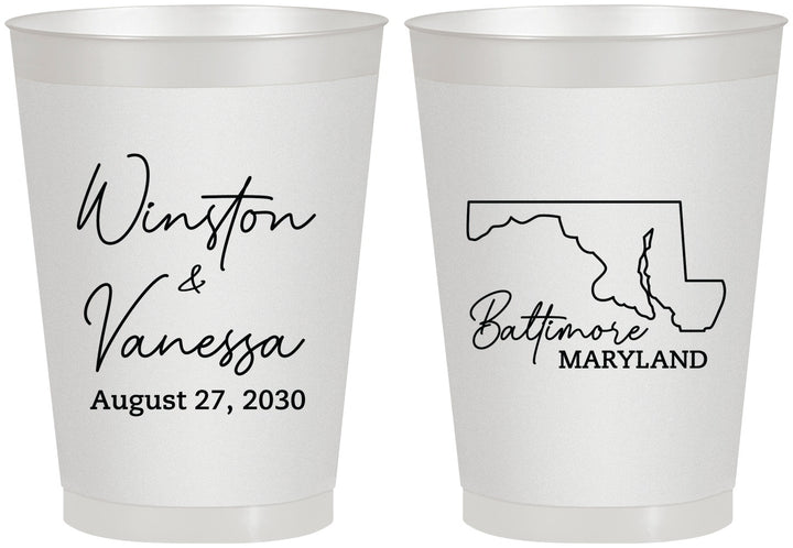 Personalized Wedding 8 oz Frosted Cups - Maryland | 119