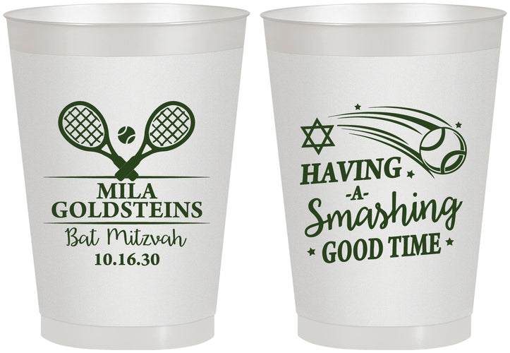 Personalized Bat Mitzvah 8 oz Frosted Cups - 12th Birthday Tennis | 120018
