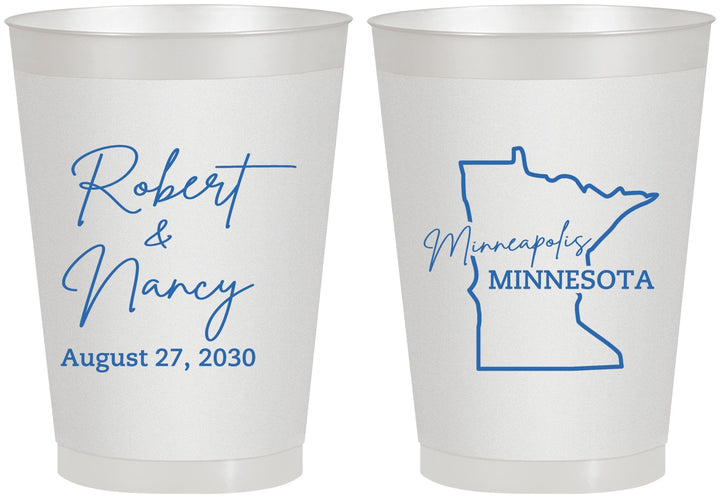 Personalized Wedding 8 oz Frosted Cups - Minnesota | 122