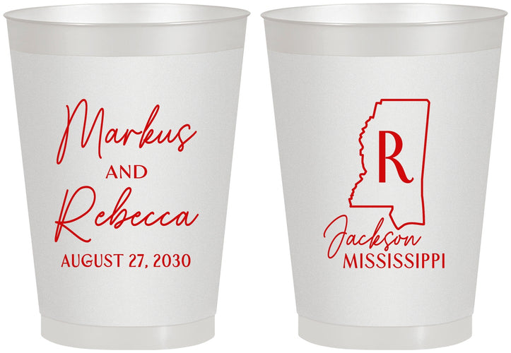 Personalized Wedding 8 oz Frosted Cups - Mississippi | 123