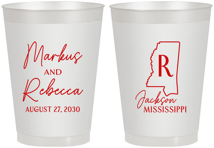 Personalized Wedding 8 oz Frosted Cups - Mississippi | 123
