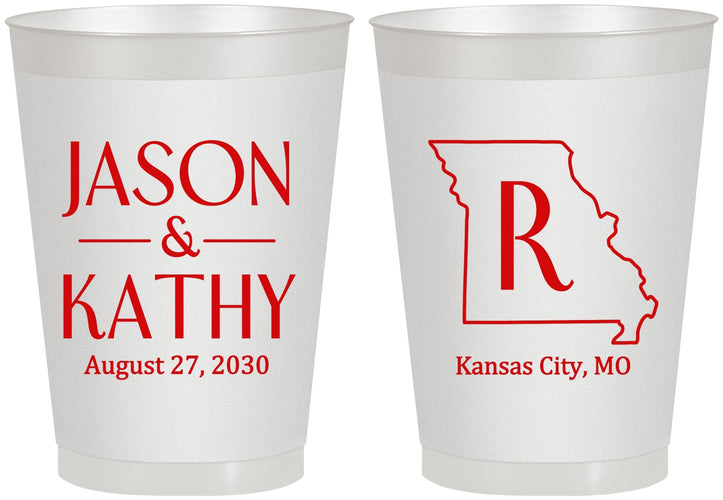 Personalized Wedding 8 oz Frosted Cups - Missouri | 124