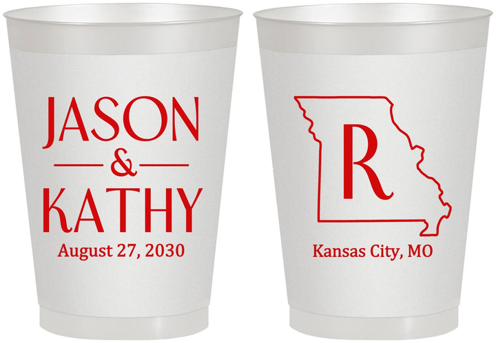 Personalized Wedding 8 oz Frosted Cups - Missouri | 124