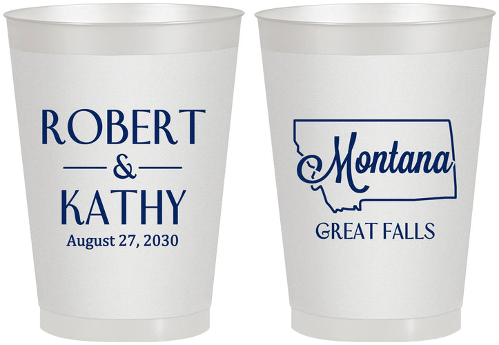 Personalized Wedding 8 oz Frosted Cups - Montana | 125