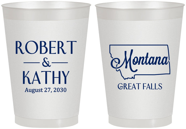 Personalized Wedding 8 oz Frosted Cups - Montana | 125