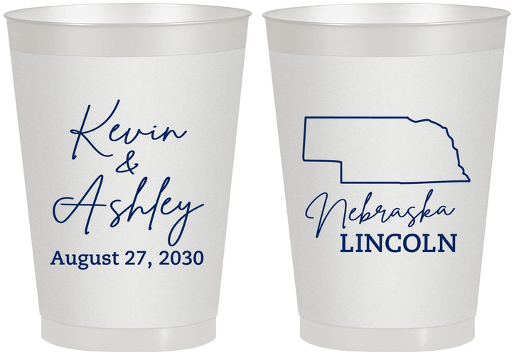 Personalized Wedding 8 oz Frosted Cups - Nebraska | 126