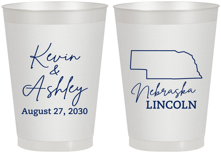 Personalized Wedding 8 oz Frosted Cups - Nebraska | 126