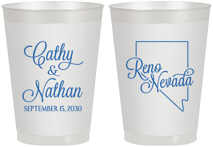 Personalized Wedding 8 oz Frosted Cups - Nevada | 127