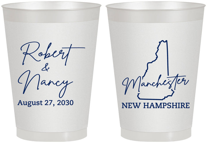 Personalized Wedding 8 oz Frosted Cups - New Hampshire | 128