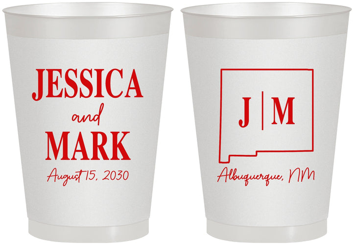 Personalized Wedding 8 oz Frosted Cups - New Mexico | 130