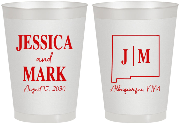 Personalized Wedding 8 oz Frosted Cups - New Mexico | 130
