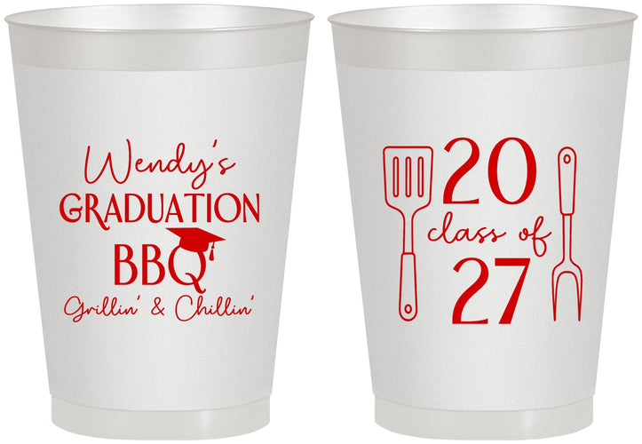 Personalized Graduation 8 oz Frosted Cups - Class Of 2027 Bbq | 130008