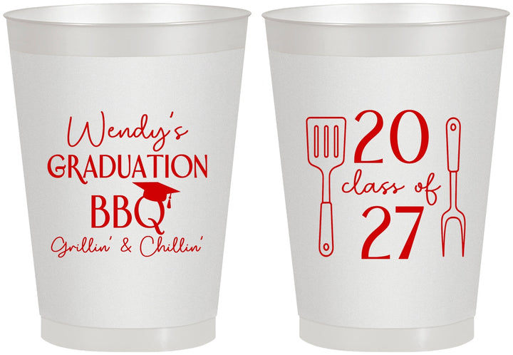 Personalized Graduation 8 oz Frosted Cups - Class Of 2027 Bbq | 130008