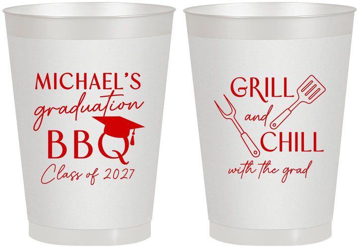 Personalized Graduation 8 oz Frosted Cups - Class Of 2027 Bbq | 130009