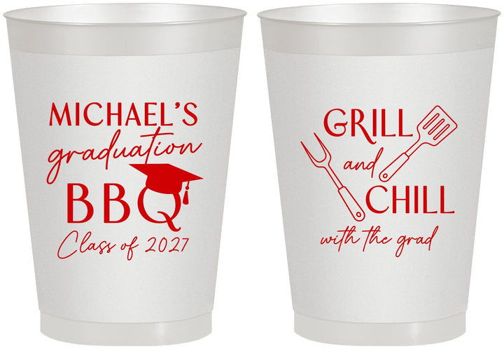 Personalized Graduation 8 oz Frosted Cups - Class Of 2027 Bbq | 130009
