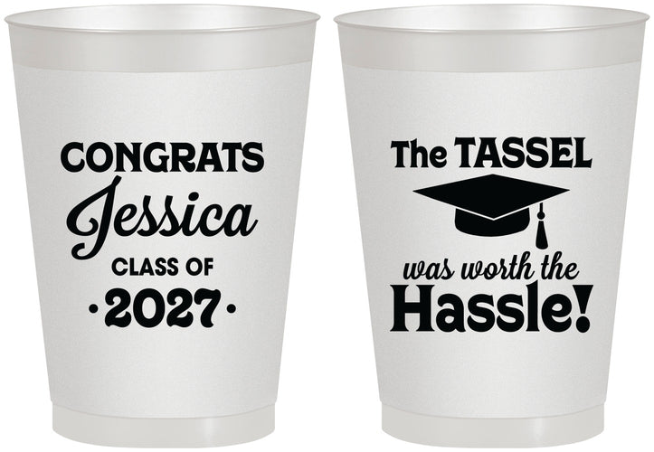 Personalized Graduation 8 oz Frosted Cups - Class Of 2027 Tassel Hassel | 130012