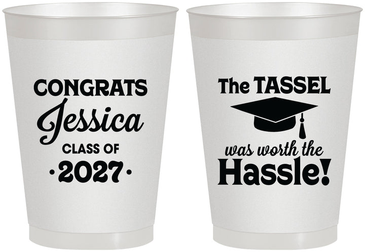 Personalized Graduation 8 oz Frosted Cups - Class Of 2027 Tassel Hassel | 130012