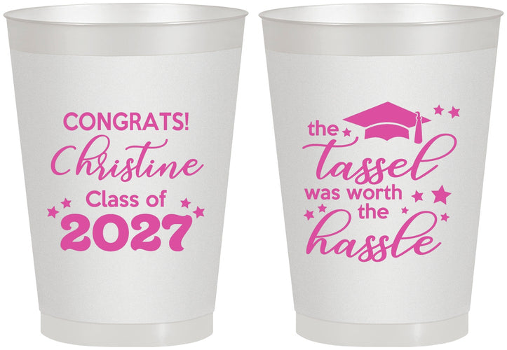 Personalized Graduation 8 oz Frosted Cups - Class Of 2027 Tassel Hassel | 130013