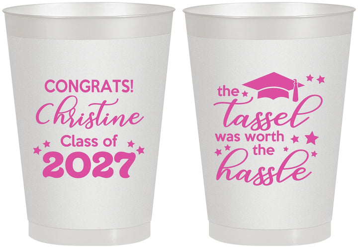 Personalized Graduation 8 oz Frosted Cups - Class Of 2027 Tassel Hassel | 130013