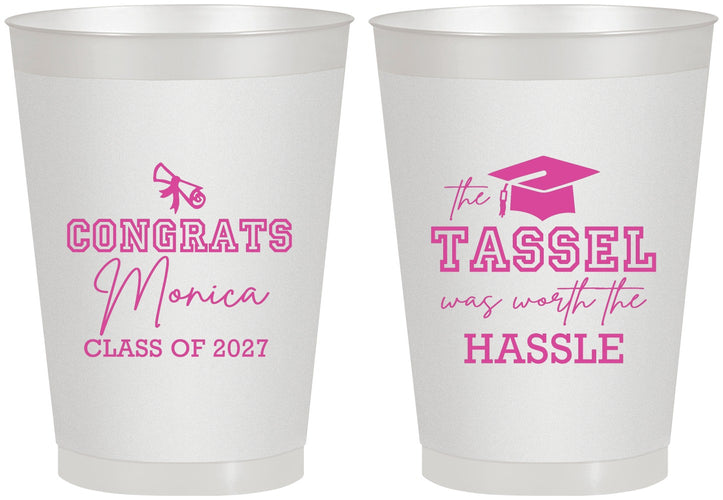 Personalized Graduation 8 oz Frosted Cups - Class Of 2027 Tassel Hassel | 130014